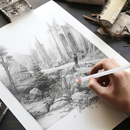 Maitys 20 Pcs Eraser Pencils for Artists Pencils and 2 Pcs Sharpener Wooden Sketch Professional Highlight Painting Eraser Pen for Sketching Charcoal Drawings, Revise Erasing Details for Beginners - style: Without Top Eraser