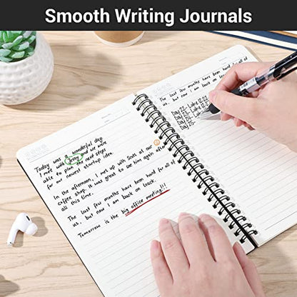EUSOAR Students Ruled Spiral Notebook, A5 3 packs 5.5"X8.3" 120 Pages Lined Travel Writing Notebooks Journal, Memo Notepad Sketchbook, Students Office Business Diary Ruled Book Journal-3Colors - color: Black, Royal Blue, Kraft, size: 3 Packs