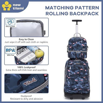 NEW TILAMI Kids Lunch Bag Double Insulated for tilami Rolling Backpack Girls Boys forTravel School Picnic, Spotted Camo Blue - color: Spotted Camo Blue