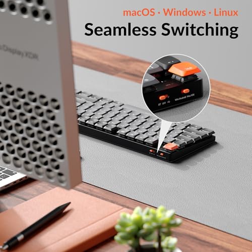 Keychron K5 Version 2 Wireless Bluetooth 5.2 Mechanical Keyboard, Low Profile Milk POM Switch Full-Size 100% Layout QMK Programmable, White Backlit with Shine-Through Keycaps for Mac Windows Linux - color: Brown Switch