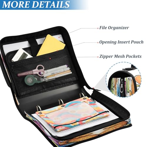 3 Ring Zipper Binder With Shoulder Strap Documents Storage Organizer Animal Dog - color: Three Singing Cats