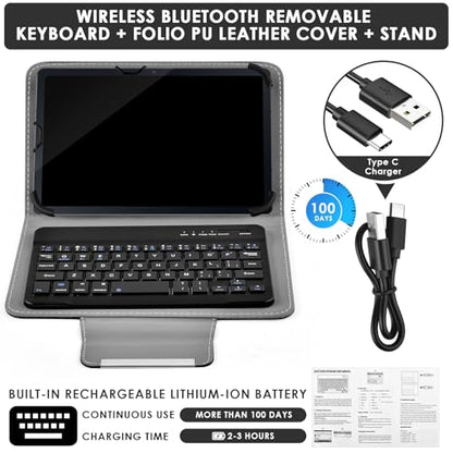 DETUOSI Universal 8.0-8.7 inch Wireless Bluetooth Keyboard for iPad,Samsung Tablet, iPhone Smartphone, iOS, Android Tablets Multi-Device Travel Portable