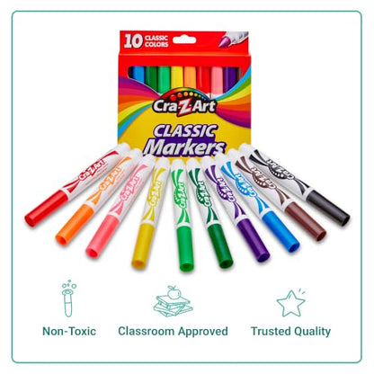 Cra-Z-Art Bulk Classic Markers - 6 Packs of 10 Count Broadline (Non-Washable) Markers - size: 10 Count (Pack of 6)