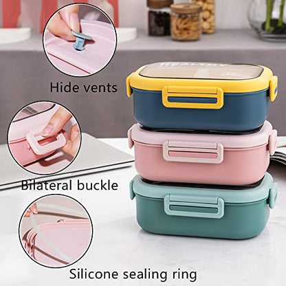 Lille Home 28oz Stainless Steel Leakproof 2-Compartment Bento Lunch Box/Portion Control Food Container with Lunch Bag and Cutlery Set, BPA Free (Blue) - color: Blue