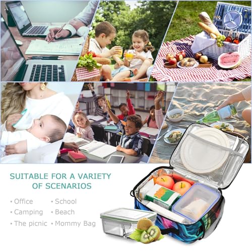 Cutom Name Kids Lunch Box Insulated Lunch Bags Cooler Tote Bag with Removable Shoulder Strap for Boy Girl Student 20847438-C - color: Cutom NameRainbow Flame Dragon
