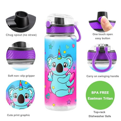 Cute Water Bottle for School Kids Girls, BPA FREE Tritan & Leak Proof & Easy Clean & Carry Handle, 23oz/ 680ml (Koala) - color: Koala