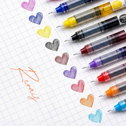 Multicolor Rollerball Pens Pack of 10 | 0.6mm Medium Fine Point | Smooth Writing Liquid Ink | Quick Dry | Non-Refillable Cap Pens for School, Office, Home, Journaling & Note Taking - color: Multicolour