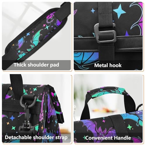 MNSRUU Insulated Lunch Bags Women Men Aldults, Halloween Luminous Bats Portable Reusable Thermal Meal Tote Cooler Bag Organizer, Adjustable Shoulder Strap, Handle - color: Halloween Theme 092