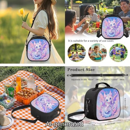 Kawaii Dragon 5 Piece Backpack Set for Kids with Lunch Bag Pencil Case and Water Bottle Holder School Bag for Elementary Middle School - color: Kawaii Dragon