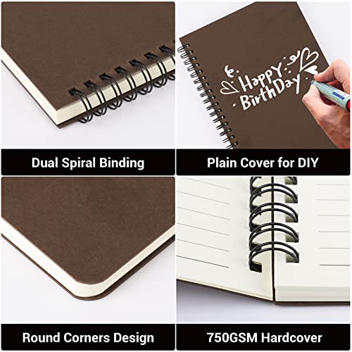 EUSOAR College Ruled Spiral Notebook, A5 6packs 5.5"X8.3" 120 Pages inches Coffee Hardcover Lined Travel Writing Notebooks Journal, Students Office Business Subject Diary Ruled Spiral Book Journal - color: Coffee, size: 6 Packs