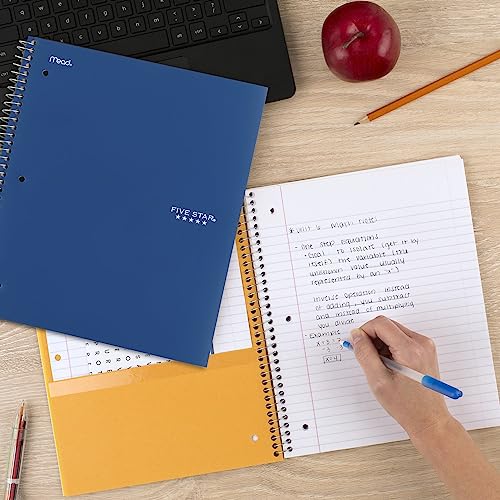 Five Star Spiral Notebooks Plus Study App, 2 Pack, 3 Subject, College Ruled Paper, 11" x 8-1/2", 150 Sheets, Blue & Red (38502) - color: Blue, Red, size: 2 Pack