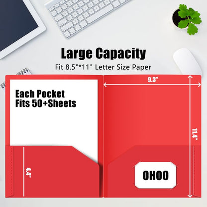 6 Pack Folders with Pockets Plastic Paper File Folder for School Office Home Business Fit Letter Size Paper Black - color: Black