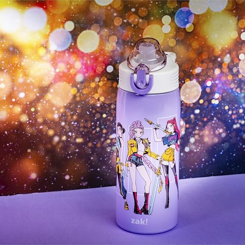 Zak Designs KPop Demon Hunters Sage Kids Water Bottle For School or Travel, 19oz Stainless Steel Water Bottle With Straw, Handle, and Leak-Proof, Pop-Up Spout Cover (Rumi, Mira, Zoey) - color: KPop Demon Hunters (Rumi, Mira, Zoey)
