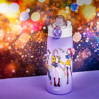 Zak Designs KPop Demon Hunters Sage 19oz Leak-Proof Straw Kids Water Bottle | BPA Free, Insulated Stainless Steel, Cupholder Friendly, Dishwasher Safe, Lid Lock, Handle, For School, Home, Travel - color: KPop Demon Hunters (Rumi, Mira, Zoey)