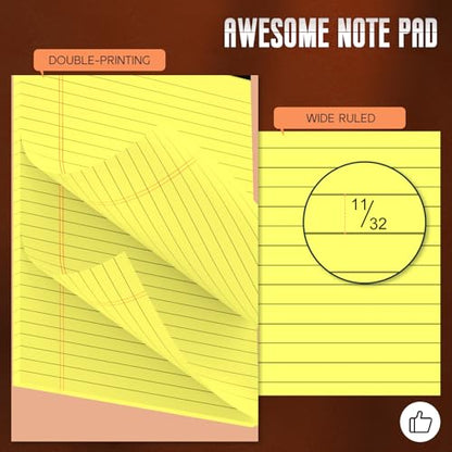 Yellow Legal Pads 8.5 x 11 Note Pads, 3 Pack Yellow Notepads 8.5 x 11 Wide Ruled Writing Paper Pads, Perforated Legal Note Pads 30 Sheets Per Lined Paper Notepad for Taking Notes, Reminders - color: Yellow