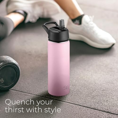 SipX™ 18 oz Insulated Water Bottle with 3 Lids – Leakproof Stainless Steel, Triple Insulated – Cold 24 Hours/Hot 12 Hours – Durable Bottle for School, Gym, Travel – Light Pink - color: Pink, size: 18 Ounces