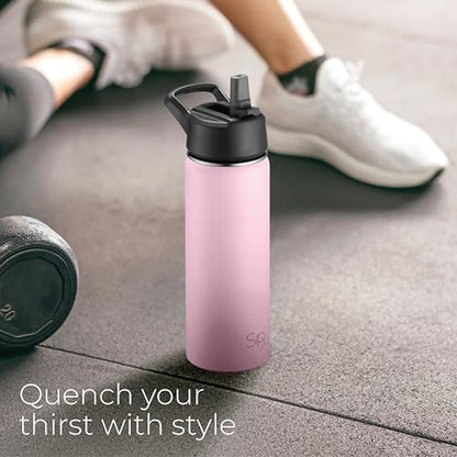 SipX™ 18 oz Insulated Water Bottle with 3 Lids – Leakproof Stainless Steel, Triple Insulated – Cold 24 Hours/Hot 12 Hours – Durable Bottle for School, Gym, Travel – Light Pink - color: Pink, size: 18 Ounces