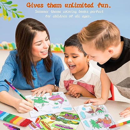 BenLouis 24 Dinosaur Mini Coloring Books Kids with 24 Stacking Crayons Dino Birthday Party Favors Activity Books Bulk for Kids Jurassic Goodie Bag Gift Stuffer Classroom Reward - style: Dinosaur