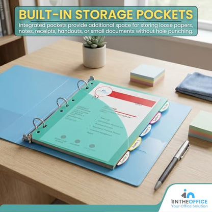 1InTheOffice Mini Binder Divider, Pocket Divider tabs with Pockets, 8.5"x 5.5" 5-Tab Assorted Colors, 2 Pack