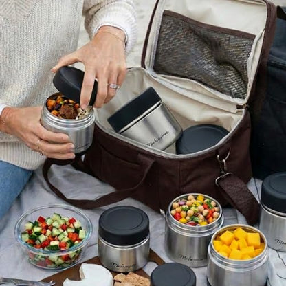 Modaniam Travel Stainless Steel Canister Set with Airtight Lid - Set of 3-8OZ, 16 OZ, 24oz, Coffe, Tea, lunch, Snacks, Metal Containers, Leak Proof Travel Lunch Containers,Kitchen Food Jars - color: Black: Set of 3 Canisters 8OZ+16 OZ+ 24 OZ