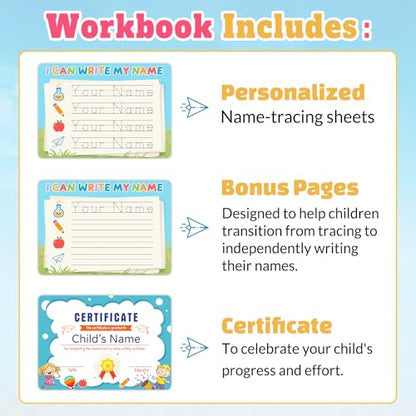 Personalized Name Tracing Worksheets Custom Handwriting Practice Sheet A4 Size Paper Learning for Preschool Boys Girls