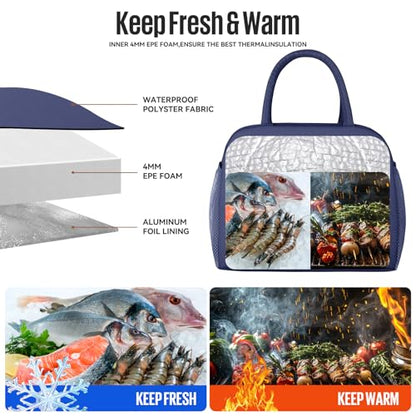 douyadady Lunch Bag Women/Men Lunch Box Women/Men (Dark blue) | Spacious Lightweight Waterproof Sturdy Durable Great Value For Office Work School Picnic Travel - color: Dark Blue