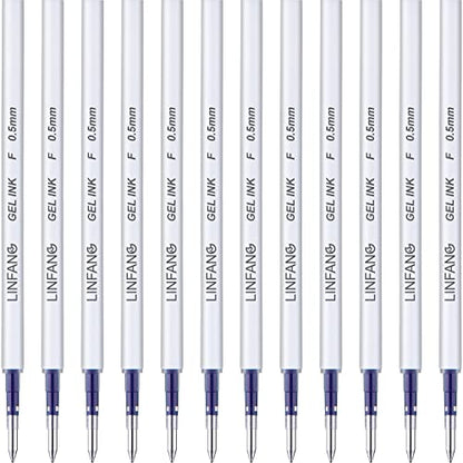 Blue Gel Pens Refills, 12 Pack Retractable Ink Pens, Fine Point 0.5mm Tip Smooth Writing Quick Dry Pens for Journaling Writing School Office Supplies (12 Blue) - style: 12 Blue