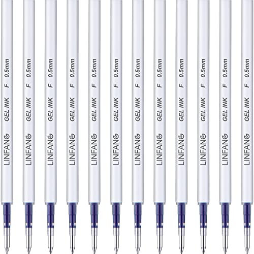 Blue Gel Pens Refills, 12 Pack Retractable Ink Pens, Fine Point 0.5mm Tip Smooth Writing Quick Dry Pens for Journaling Writing School Office Supplies (12 Blue) - style: 12 Blue