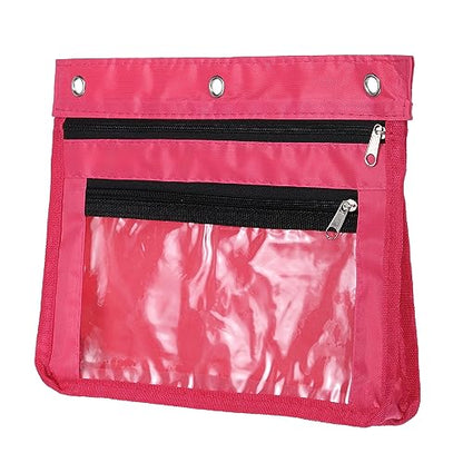 PATIKIL Expandable Pencil Pouch for 3 Rings Binder, 1 Pack Oxford Cloth Large Capacity Zipper Binder Pouch Pencil Case for Office Home, Rose Red - color: Rose Red