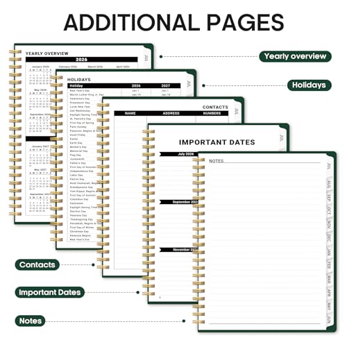 Planner 2026-2027, Weekly and Monthly Academic Year Planner Calendar, July 2026 - June 2027, Hardcover Large School Planning Agenda With Tabs, Perfect for School & Office Supplies, A4 (8.5" x 11"), Dark Green - color: L-Dark Green, size: A4(8.5"x11")