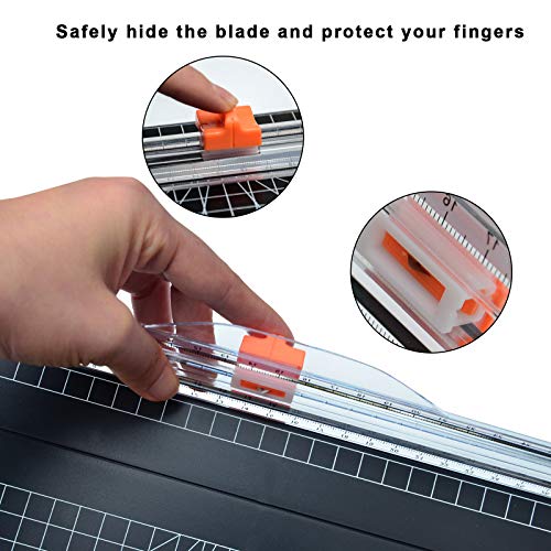 ArtAt A4 Paper Cutter 12 inch Black Paper Trimmer with Sliding Safety Blade | Precision cutting with side ruler for scrapbooks, cardstock, DIY craft, photos, coupon, labels, classroom craft projects