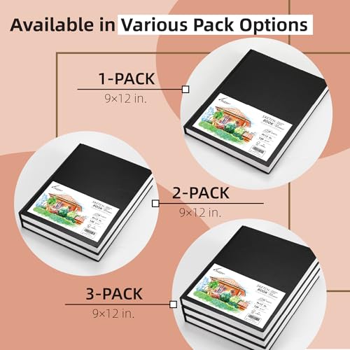 Hardcover Large Size 9" x 12" Sketch Pads for Drawing, 110 Sheets, 80lb/120GSM Mixed Media Pad - Acid Free Paper, Bleedproof, Hardbound Sketchbook, Professional Grade (Pack of 1)