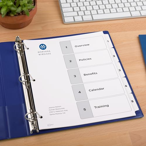 Avery Dividers for 3 Ring Binders, 5 Tabs per Set, Customizable Table of Contents, Classic White Tabs, Great for Organizing Reports, Projects, and More (6 Sets of 11821) - size: 0