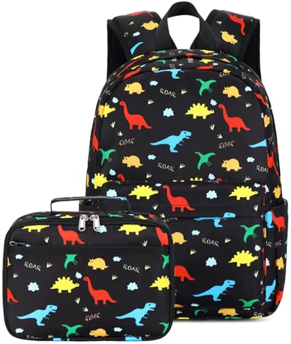 CAMTOP Backpack for Kids, Boys Girls Preschool Backpacks with Lunch Box Toddler Kindergarten School Bookbag Set - color: Multicolored Dinosaurs