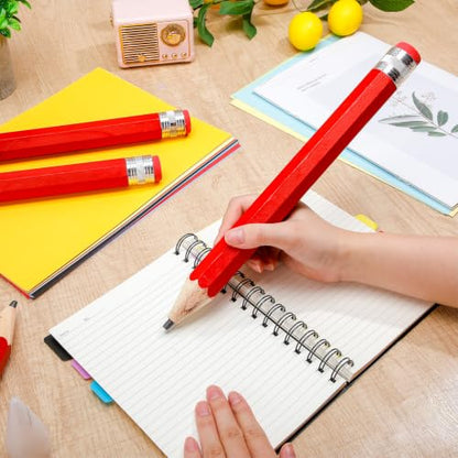 Tinlade 6 Pcs Wooden Jumbo Pencils for Prop, Funny Huge Red Giant Pencil 14 Inch for Home and School Supplies, Kids, Preschoolers - color: Red