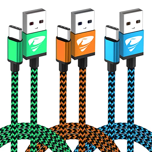 Aioneus USB A to USB C Cable 3-Pack 10FT, Durable Fast Charging Braided USB C Charger Cord, Type C Charging Cable for Samsung Galaxy A03s A02s S22 S21 S20 S10 S9 A11 A12 A13 A20 A21 A32, Moto G7, LG - size: 10ft+10ft+10ft, style: USB C