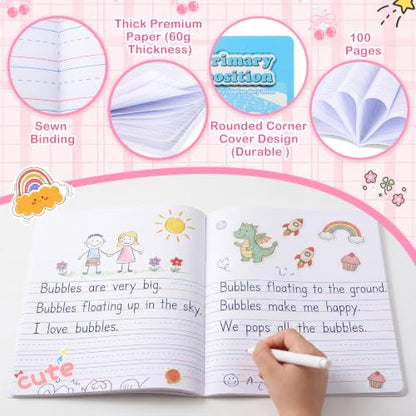 Fainne 30 Pack Primary Ruled Composition Notebook, Grade K-2 Journal 100 Pages, Kindergarten Primary Drawing Story Notebook for Kids Drawing and Writing - color: Macarons