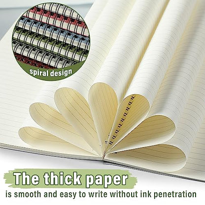 Fuutreo 6 Pack B5 Spiral Notebooks 10.5 x 7.45 Inch College Ruled Aesthetic Journal Kraft Hardcover 70 Sheets (140 Pages) Spiral Notebook for Office Students Work Journaling(Fresh,Morandi) - color: Fresh