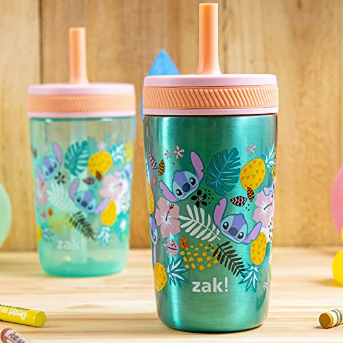 Zak Designs Disney Lilo and Stitch Kelso Tumbler Set, Leak-Proof Screw-On Lid with Straw, Bundle for Kids Includes Plastic and Stainless Steel Cups with Bonus Sipper (3pc Set, Non-BPA, Stitch) - color: Lilo and Stitch, size: 3 Piece Set (Pack of 1)