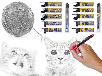 June Gold 0.9 mm, 320 Lead Refills, HB #2, 4 Dispensers/w 80 Pieces Each | Bold Thickness, Break Resistant Graphite, Elegant Dispensing Mechanism, 1.0 mm Compatible - color: Hb Graphite, style: 0.9 mm