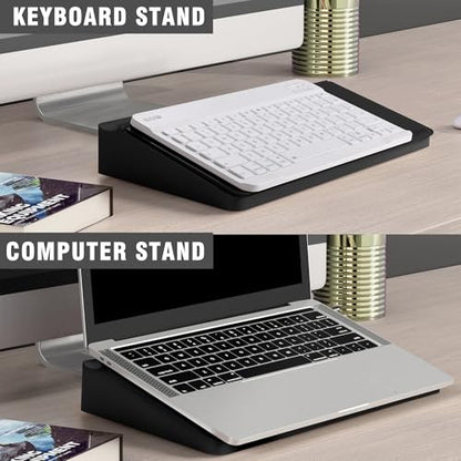 SELEAD Desktop Glass Whiteboard with Storage, Small Dry Erase White Board Computer Pad Keyboard Stand for Home, School, Office Desk Accessories - Black - color: Black