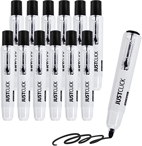 carrotez Retractable Dry Erase Markers, Click Dry Erase Whiteboard Markers, Bullet Tip, Thick Barrel, 12 Count, Black - color: Black