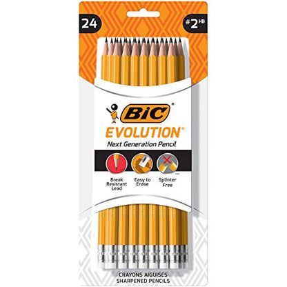 BIC Evolution Cased Pencil, 2 Lead, Yellow Barrel, 48-Count - color: Yellow, size: 1 Count (Pack of 1)
