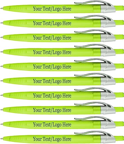 SyPen Personalized Pens With your Custom Logo or Text-500 Pack Bulk-for Businesses, Parties, and Events, Custom Printed Ballpoint Click Pens, Translucent Barrel, Yellow Pen, Black Ink - color: Yellow