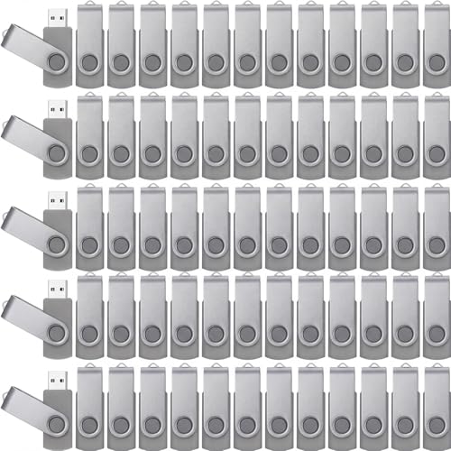 Kanayu 4GB 100 Pack USB Flash Drives Bulk 2.0 USB Thumb Drives Memory Drive with LED Light Portable Keychain Flash Drive for Data Storage Pc Computer Laptop Office School (Grey) - color: Grey