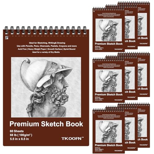 10 Pack Small Sketch Book, 5.5x8.5 Inch Top Spiral Sketchbook 60 Sheets Each(68lb/100gsm), Acid-Free Drawing Paper Pad Sketch Pads for Drawing for Adults Kids - color: 10 Pack, size: 5.5" x 8.5"