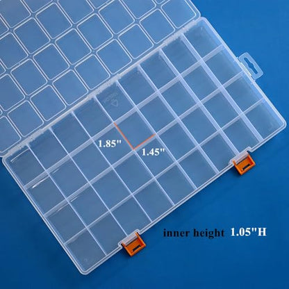 3 Pack 36 Grids Clear Plastic Storage Box with Dividers, Transparent Organizer Container Case for Small Parts, Bead, Button, Jewelry, Diamond, Craft Supplies,Sewing Kit, DIY Accessories - size: 36 Grids