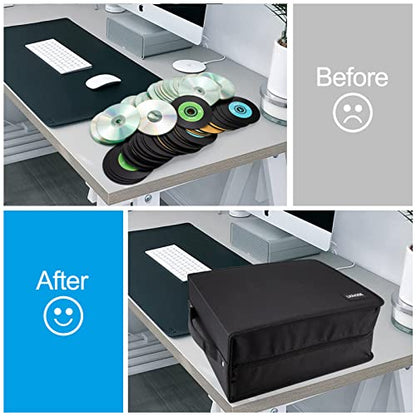 LIOVODE DVD Case 200 DVDs and 100 Booklets Capacity, CD/Blu-ray Storage Binder Case with Booklet Inserts Media Organizer Holder Black Blu ray Wallet for Car (200 Capacity) - size: 200 Capacity