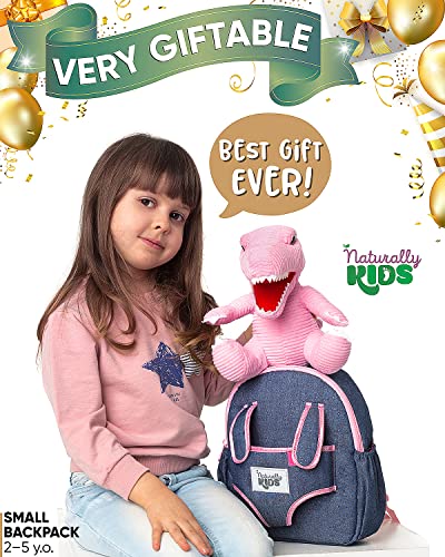 Naturally KIDS Pink Dinosaur Toys for Girls, Dinosaur Gifts for Girls 2-5 Year Old, Toddler Backpack - color: 02 Dinosaur Pink, style: Small