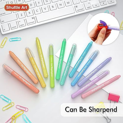 Shuttle Art Bible Highlighters and Pens No Bleed, 12 Pastel Colors Gel Highlighters No Bleed Through, Bible Journaling Supplies, Great for Journaling Highlighting and Studying - color: 12 Pastel Colors
